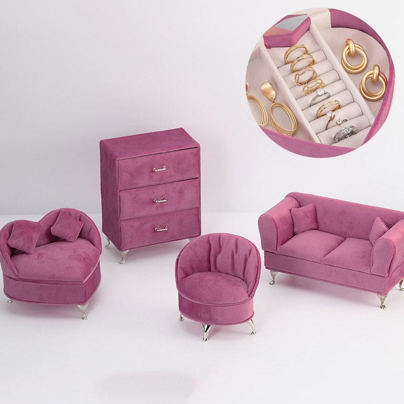 Sofa Jewelry Storage Box For Earring Ring Pink